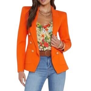 NWT L’AGENCE Kenzie Knit Blazer Tangerine Orange Size Large